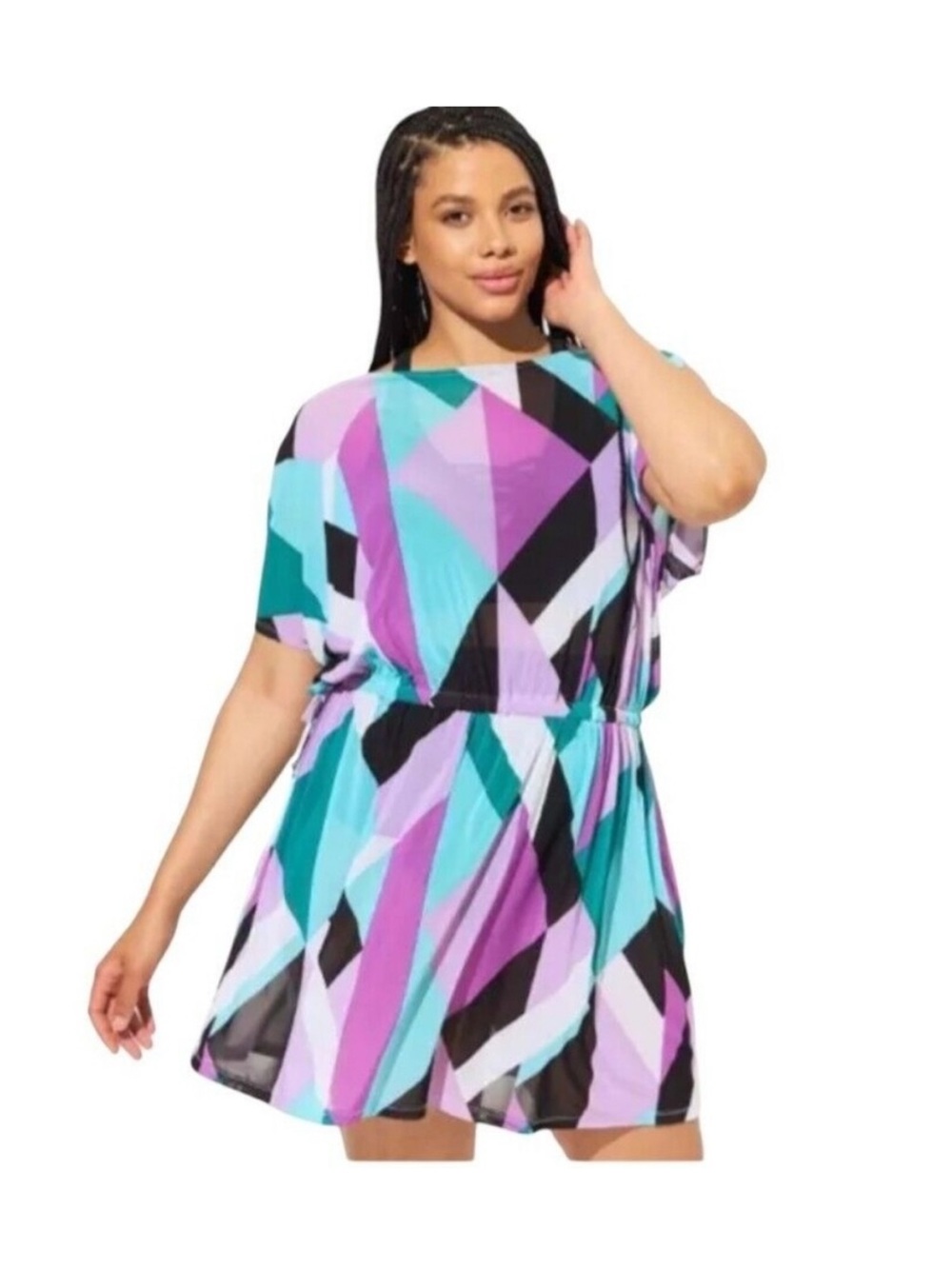 Torrid Drawstring Waist Geometric Swim Cover
